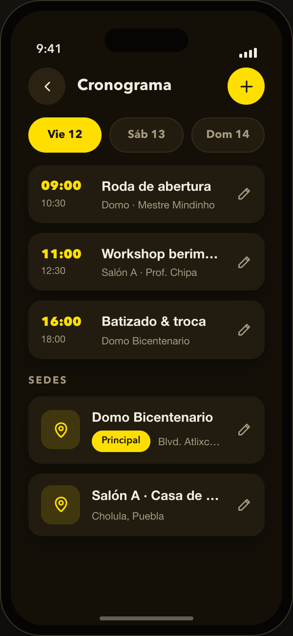 Lleva el cronograma y las sedes en un solo lugar