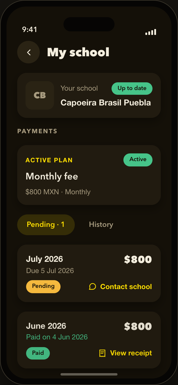 See your payments and receipts, clear