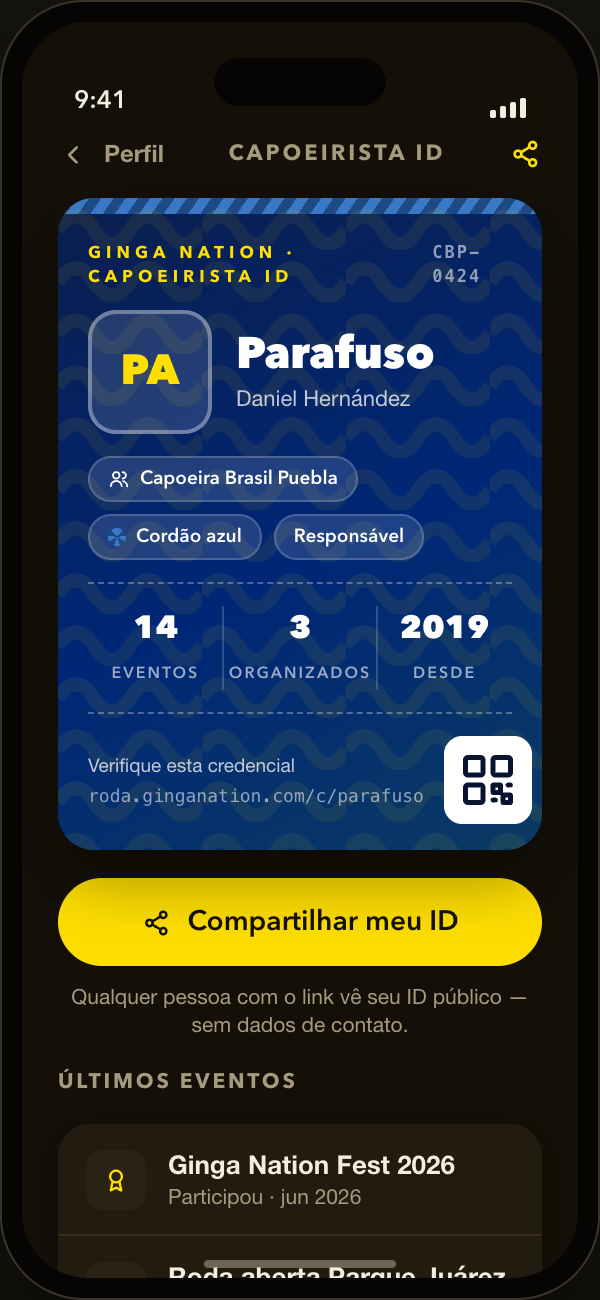 Seu Capoeirista ID, sempre à mão